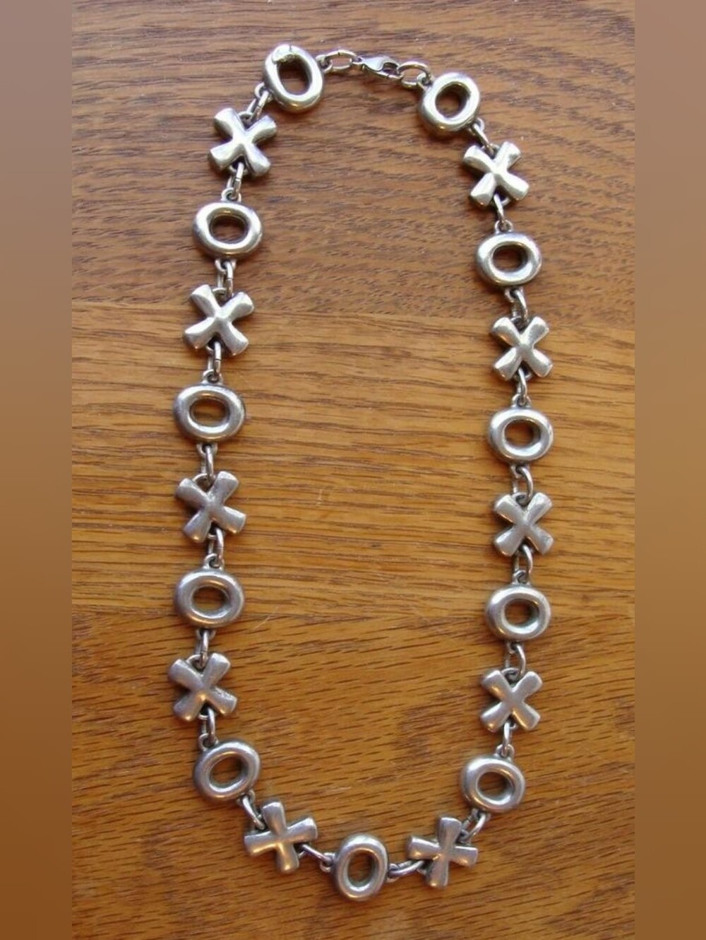 XOXO Silvertone Hugs & Kisses Link Chain Necklace - 24 Inches